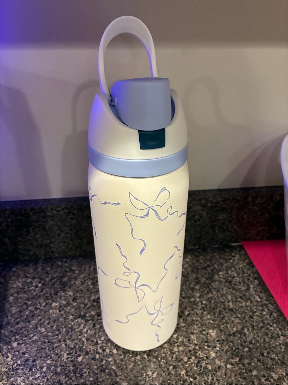 Metal Water Bottle with Light Blue Design